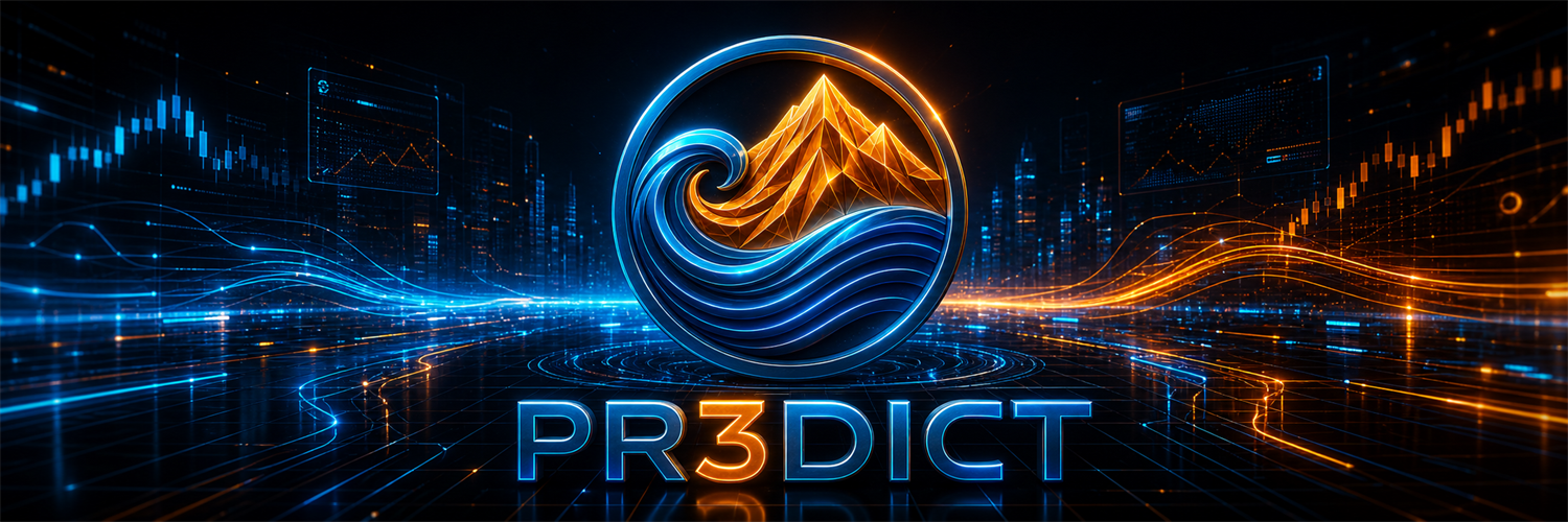 PR3DICT blue and orange digital network artwork
